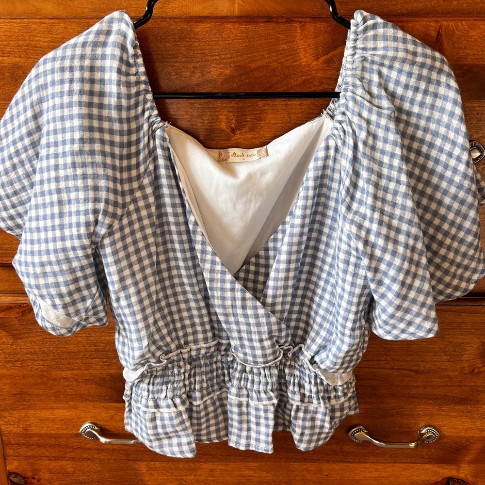 Altar’d State Blue and White Gingham Blouse
